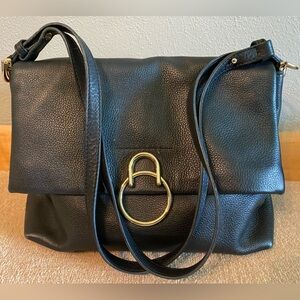 Vince Camuto black leather Plum shoulder bag convertible crossbody